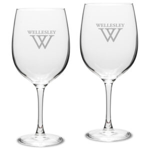 Wellesley Blue 19oz. 2-Piece Logo Traditional Robusto Red Wine Table Glass Set