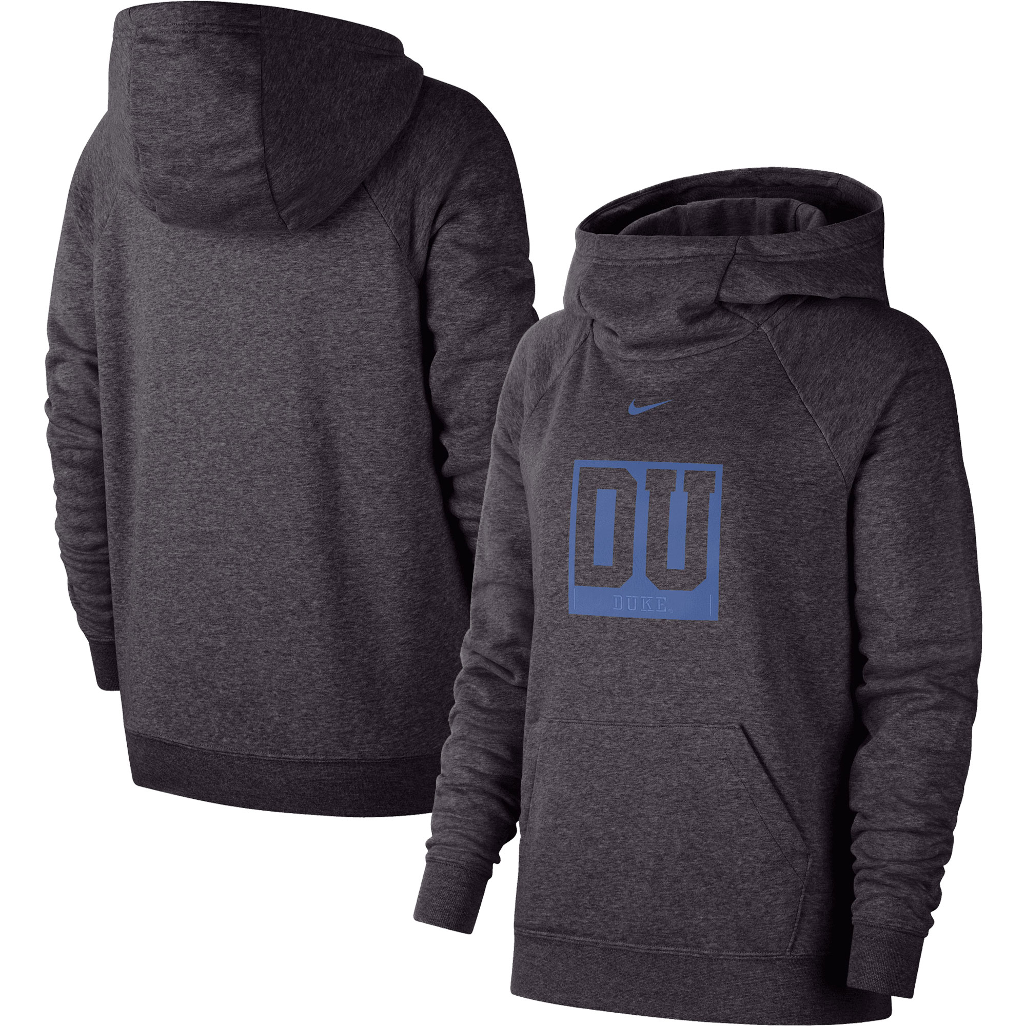 Women's Nike Charcoal Duke Blue Devils Essential Funnel Neck Raglan Pullover Hoodie - Image 2