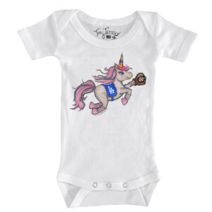 Infant Tiny Turnip White Los Angeles Dodgers Unicorn Bodysuit