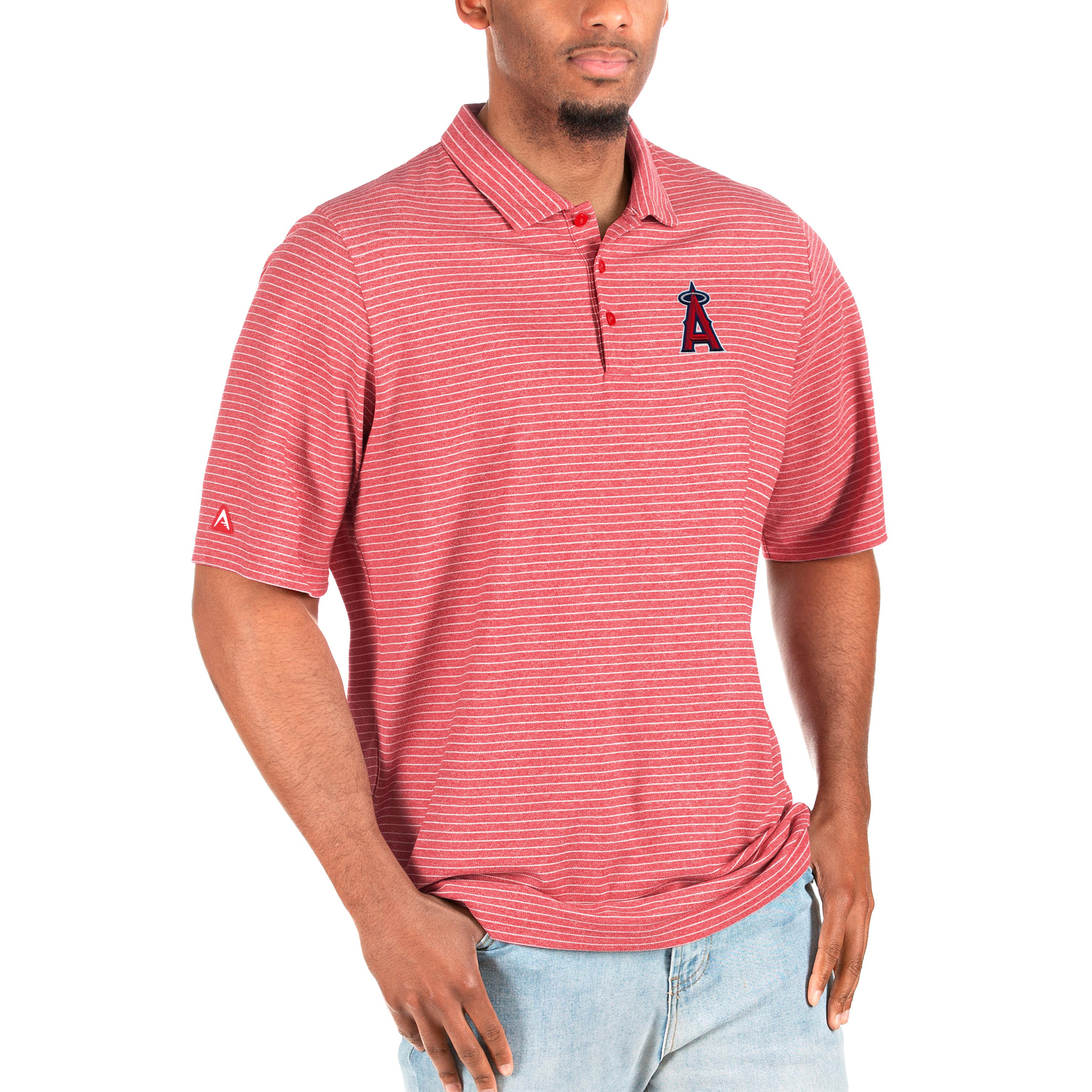 Men's Antigua Red/White Los Angeles Angels Big & Tall Esteem Polo