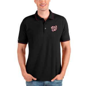 Men's Antigua Black Washington Nationals Affluent Polo