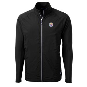 Men's Cutter & Buck Black Pittsburgh Steelers Big & Tall Adapt Eco Knit Full-Zip Raglan Jacket
