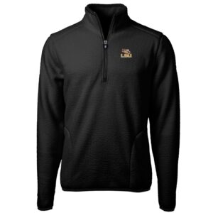 Men's Cutter & Buck Black LSU Tigers Team Logo Cascade Eco Sherpa Fleece Quarter-Zip Pullover Jacket