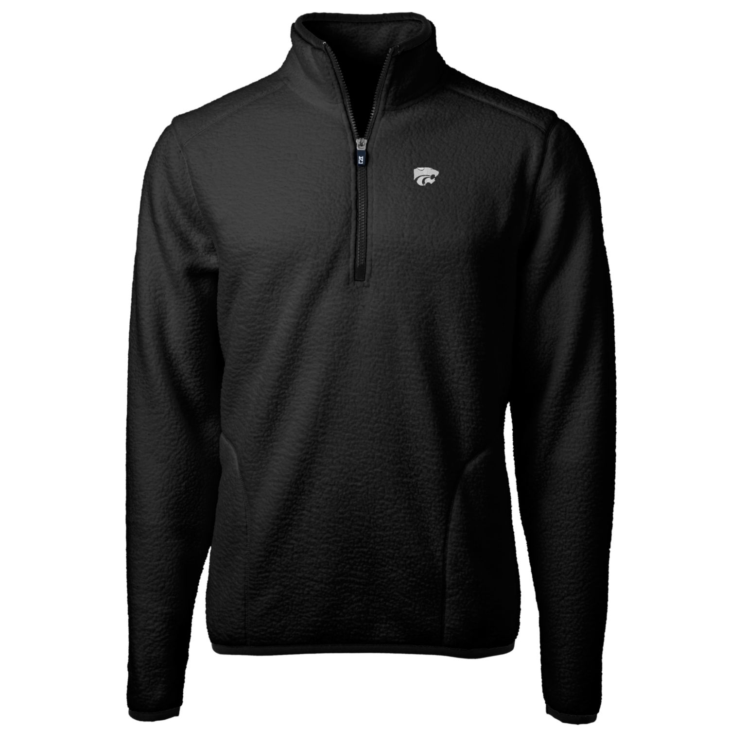 Men's Cutter & Buck Black Kansas State Wildcats Big & Tall Cascade Eco Sherpa Fleece Quarter-Zip Jacket - Image 3