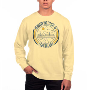 Men's Uscape Apparel Yellow Georgia Tech Yellow Jackets Pigment Dyed Fleece Crew Neck Sweatshirt