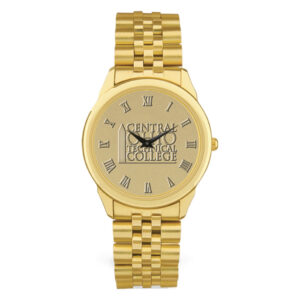 Men's Gold Central Ohio Technical College Medallion Rolled Link Bracelet Wristwatch