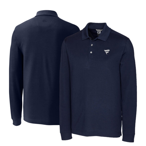 Men's Cutter & Buck Navy Fanatics Corporate Advantage DryTec Pique Long Sleeve Polo - Image 5