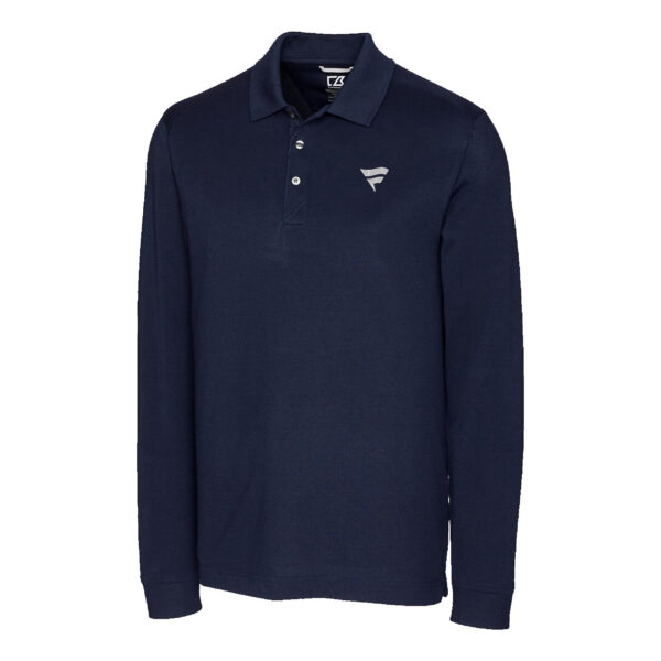 Men's Cutter & Buck Navy Fanatics Corporate Advantage DryTec Pique Long Sleeve Polo - Image 6
