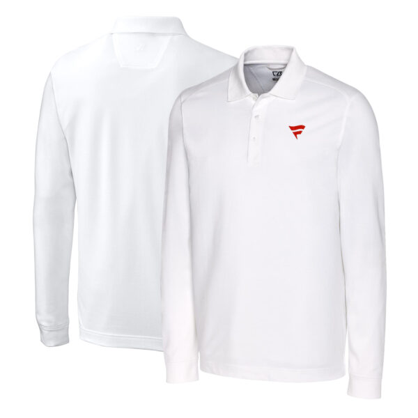 Men's Cutter & Buck White Fanatics Corporate Advantage DryTec Pique Long Sleeve Polo - Image 5