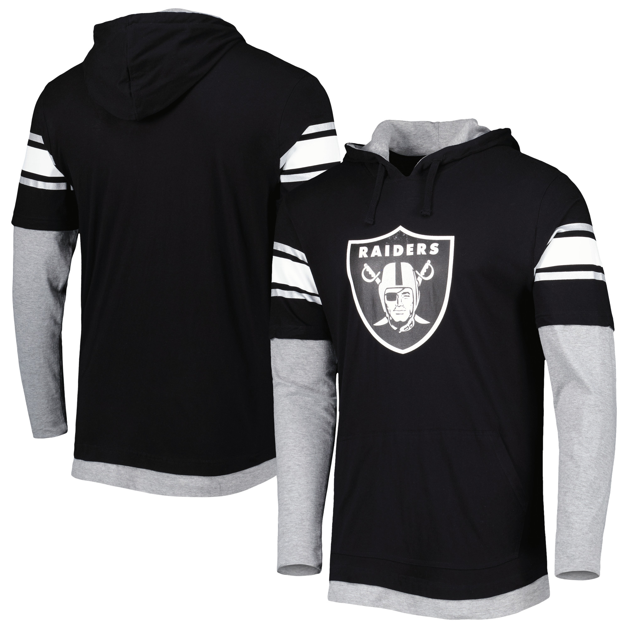 Men's New Era Black Las Vegas Raiders Long Sleeve Hoodie T-Shirt - Image 2