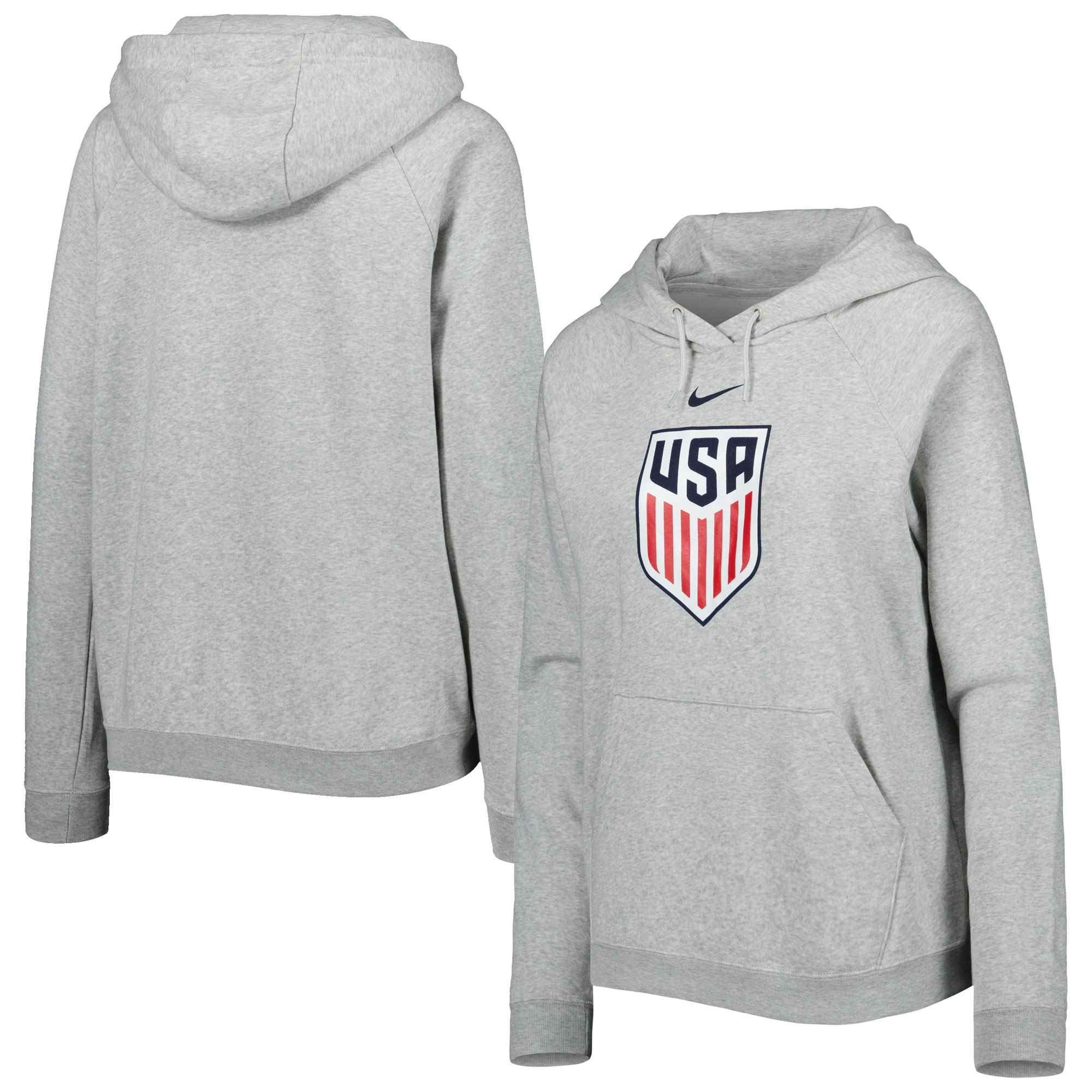 Women's Nike Heather Gray USMNT Varsity Raglan Tri-Blend Pullover Hoodie