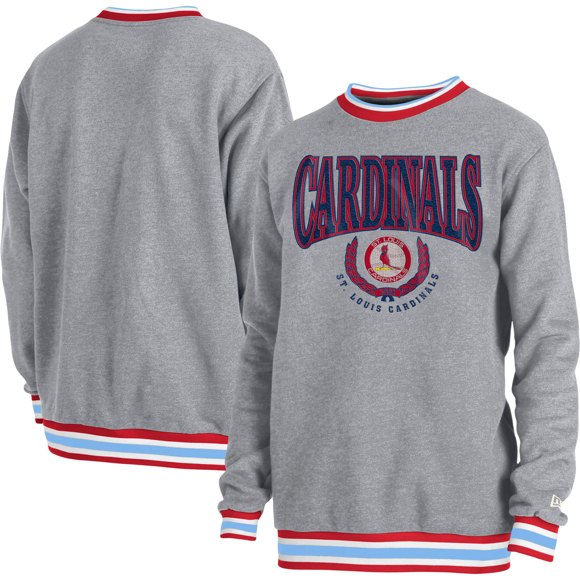 Men's New Era Heather Gray St. Louis Cardinals Throwback Classic Pullover Sweatshirt - Image 2