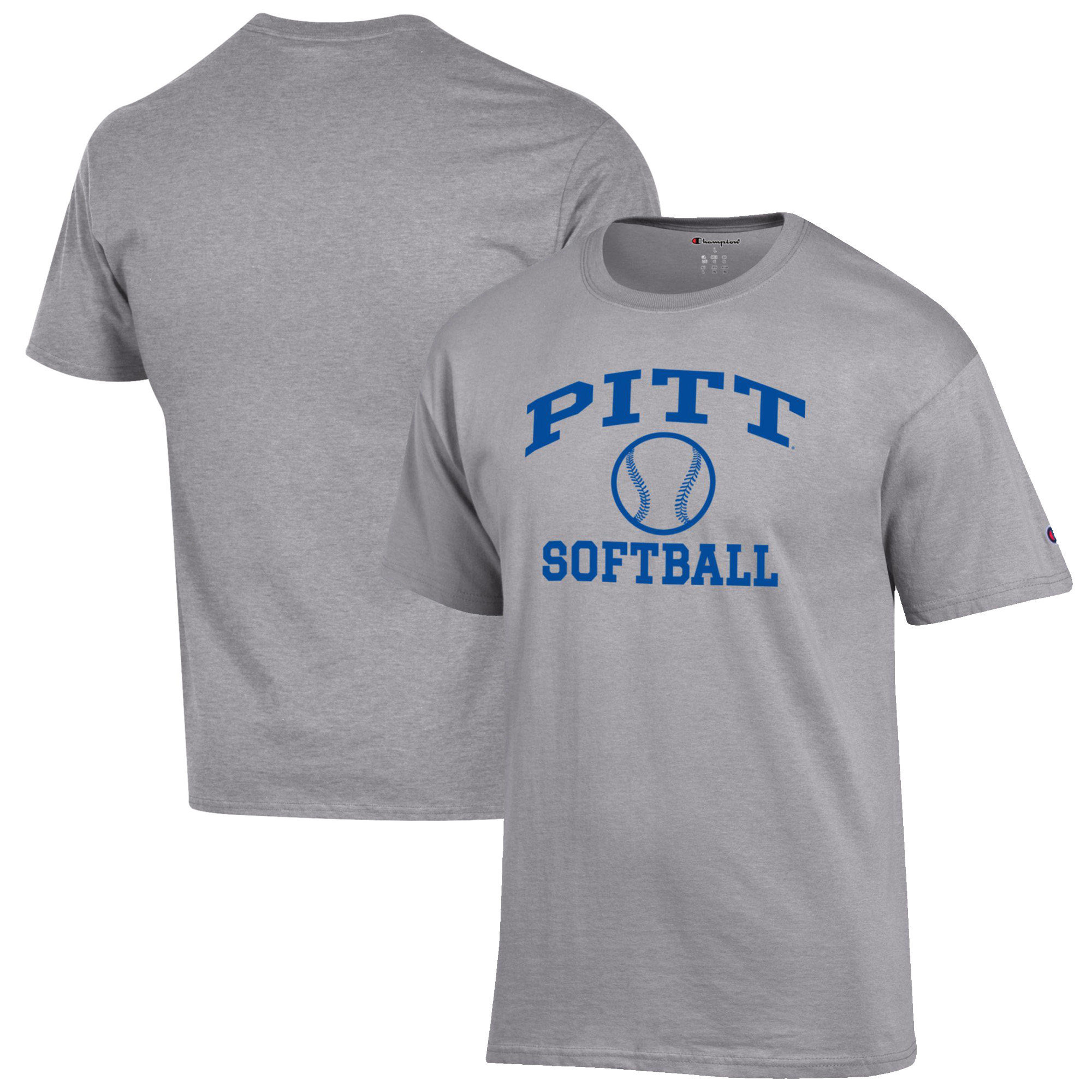 Men's Champion Gray Pitt Panthers Softball Icon T-Shirt - Image 5