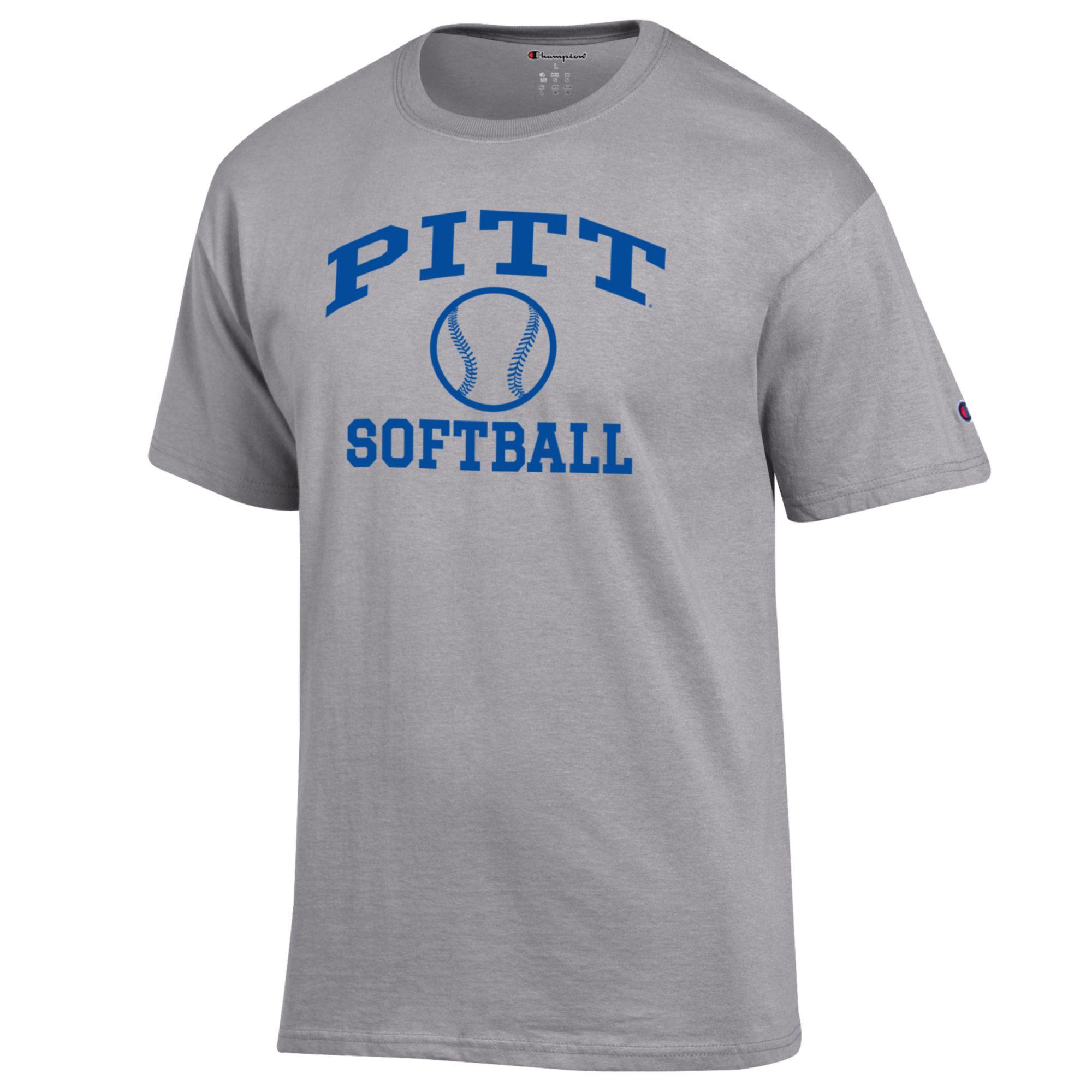 Men's Champion Gray Pitt Panthers Softball Icon T-Shirt - Image 6