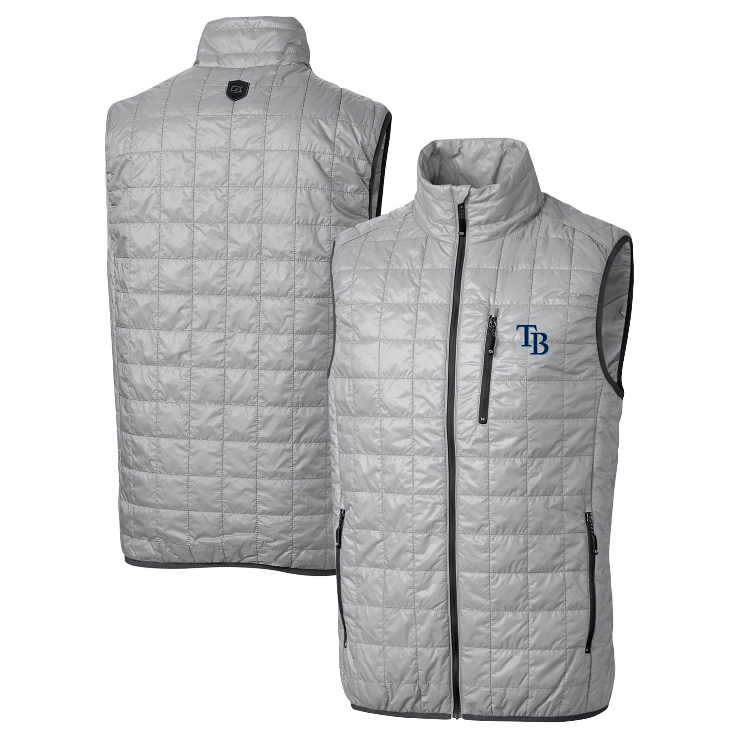 Men's Cutter & Buck Gray Tampa Bay Rays Big & Tall Rainier Full-Zip Puffer Vest - Image 5