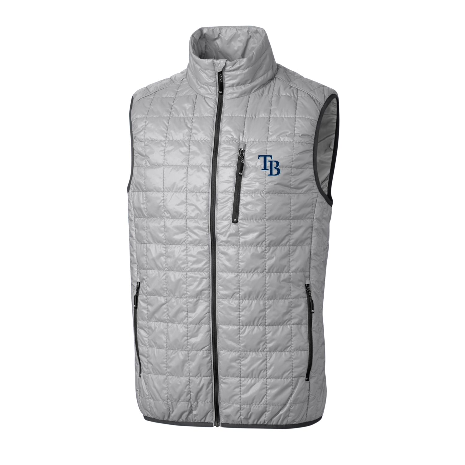 Men's Cutter & Buck Gray Tampa Bay Rays Big & Tall Rainier Full-Zip Puffer Vest - Image 3