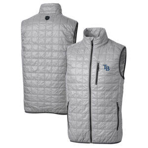 Men's Cutter & Buck Gray Tampa Bay Rays Big & Tall Rainier Full-Zip Puffer Vest