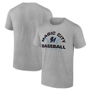 Men's Heather Gray Miami Marlins Team Go For Two T-Shirt
