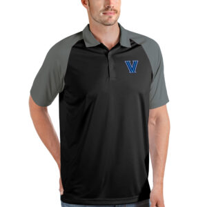 Men's Antigua Black/Steel Villanova Wildcats Nova Polo