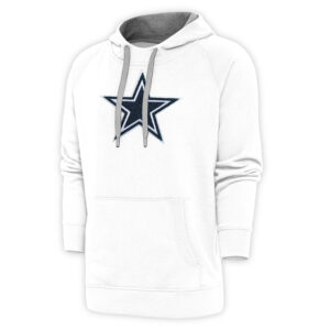 Men's Antigua White Dallas Cowboys Victory Chenille Pullover Hoodie