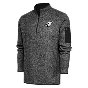 Men's Antigua Heather Black Arizona Cardinals Metallic Logo Fortune Quarter-Zip Jacket