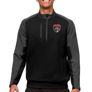 Men's Antigua Black/Charcoal Florida Panthers Quarter-Zip Pullover Top