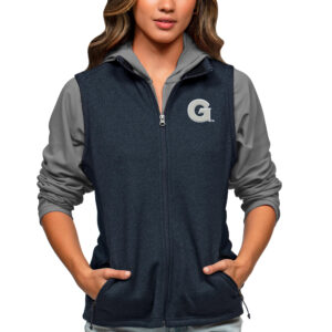Women's Antigua Heather Navy Georgetown Hoyas Course Full-Zip Vest