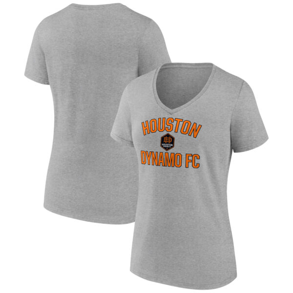 Women's Gray Houston Dynamo FC Victory Arch Logo V-Neck T-Shirt