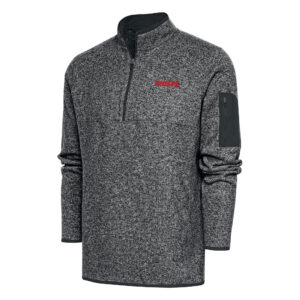 Men's Antigua Heather Charcoal Kansas City Chiefs Throwback Fortune Big & Tall Quarter-Zip Pullover Jacket