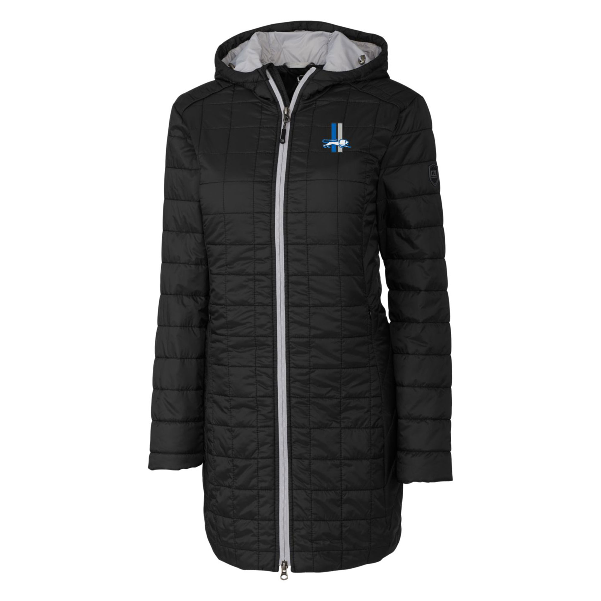 Women's Cutter & Buck Black Detroit Lions Throwback Logo Rainier Primaloft Eco Full-Zip Hoodie Long Coat - Image 5