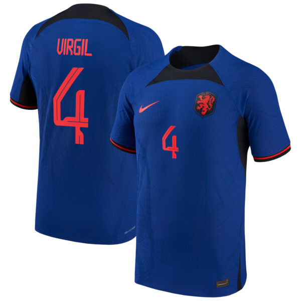 Men's Nike Virgil Van Dijk Blue Netherlands National Team 2022/23 Away Vapor Match Authentic Player Jersey - Image 5