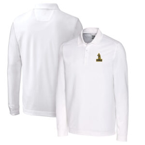 Men's Cutter & Buck White Northern Arizona Lumberjacks Vault Advantage Tri-Blend Pique Big & Tall Long Sleeve Polo