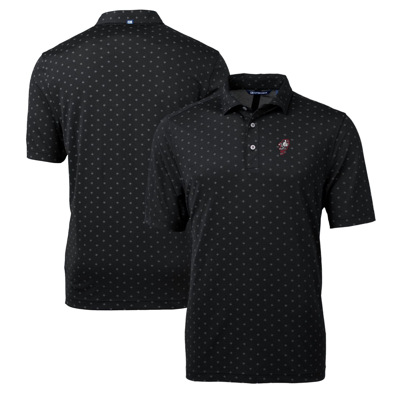Men's Cutter & Buck Black Ohio State Buckeyes Team Big & Tall Virtue Eco Pique Tile Print Polo