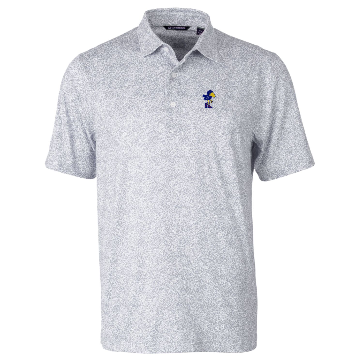 Men's Cutter & Buck Gray Kansas Jayhawks Pike Constellation Stretch Polo - Image 3