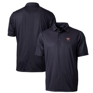 Men's Cutter & Buck Black Louisville Cardinals Primary Team Logo Pike Double Dot Print Stretch Polo