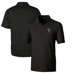 Men's Cutter & Buck Black Atlanta Falcons Throwback Logo Forge Pencil Stripe Stretch Polo