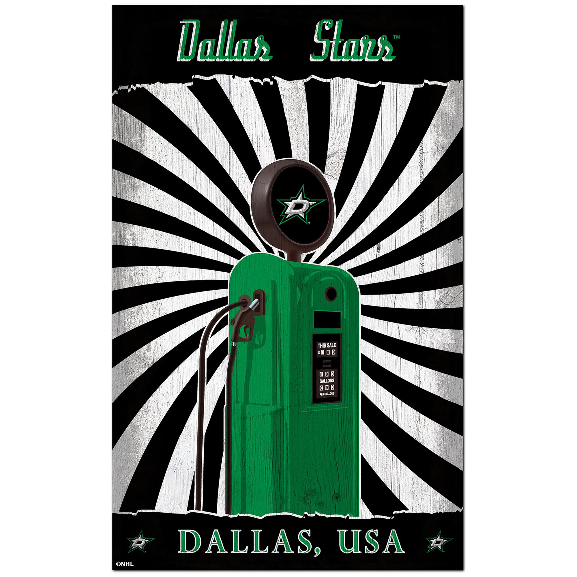 Dallas Stars 11'' x 19'' Retro Pump Location Sign
