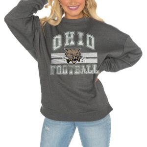 Women's Gameday Couture Charcoal Ohio Bobcats Good Vibes Premium Fleece Drop Shoulder Pullover Sweatshirt