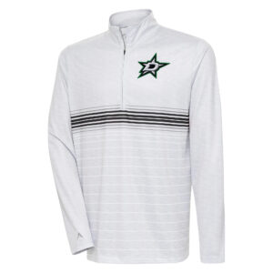 Men's Antigua Heather Gray/Black Dallas Stars Bullseye Quarter-Zip Pullover Top
