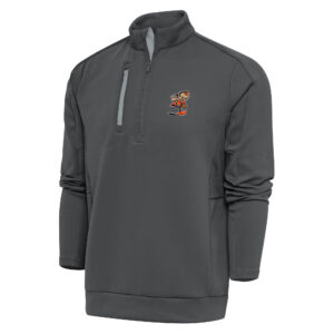 Men's Antigua Charcoal Cleveland Browns Team Logo Generation Quarter-Zip Pullover Jacket