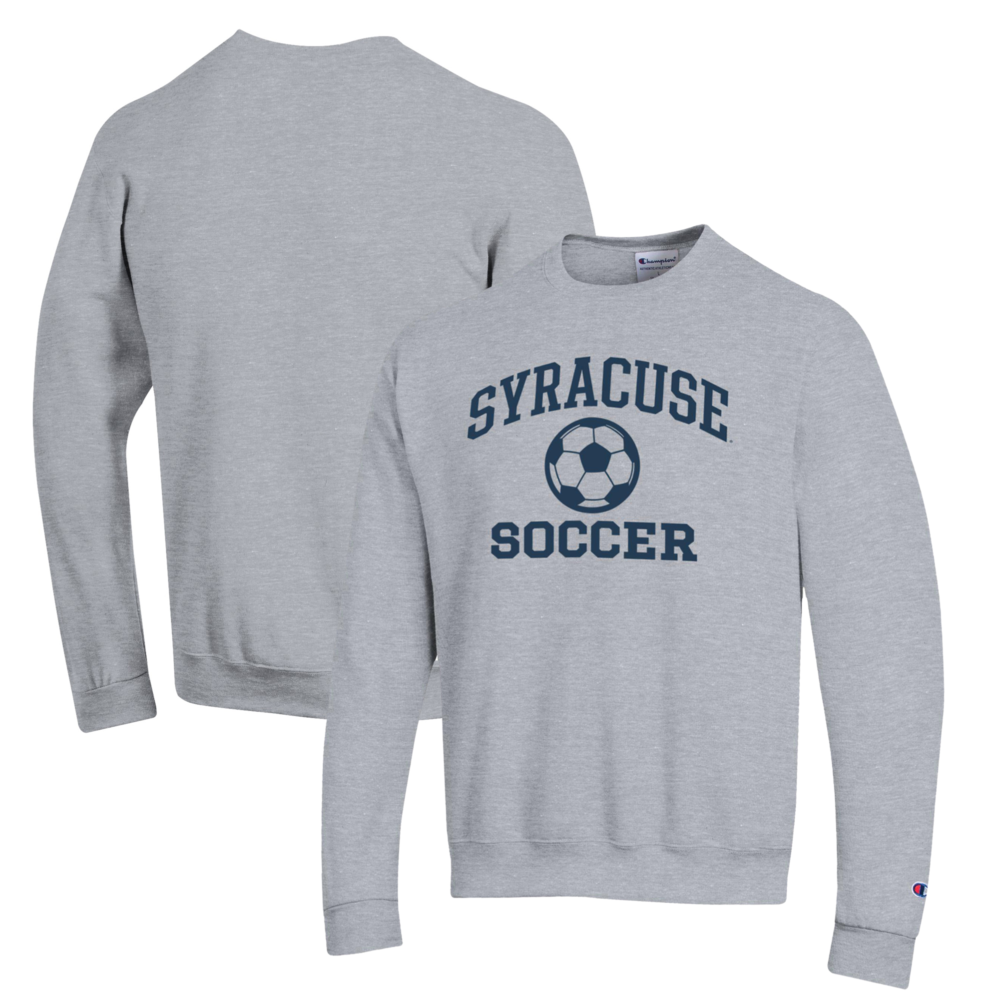 Men's Champion Gray Syracuse Orange Soccer Icon Powerblend Pullover Sweatshirt - Image 5