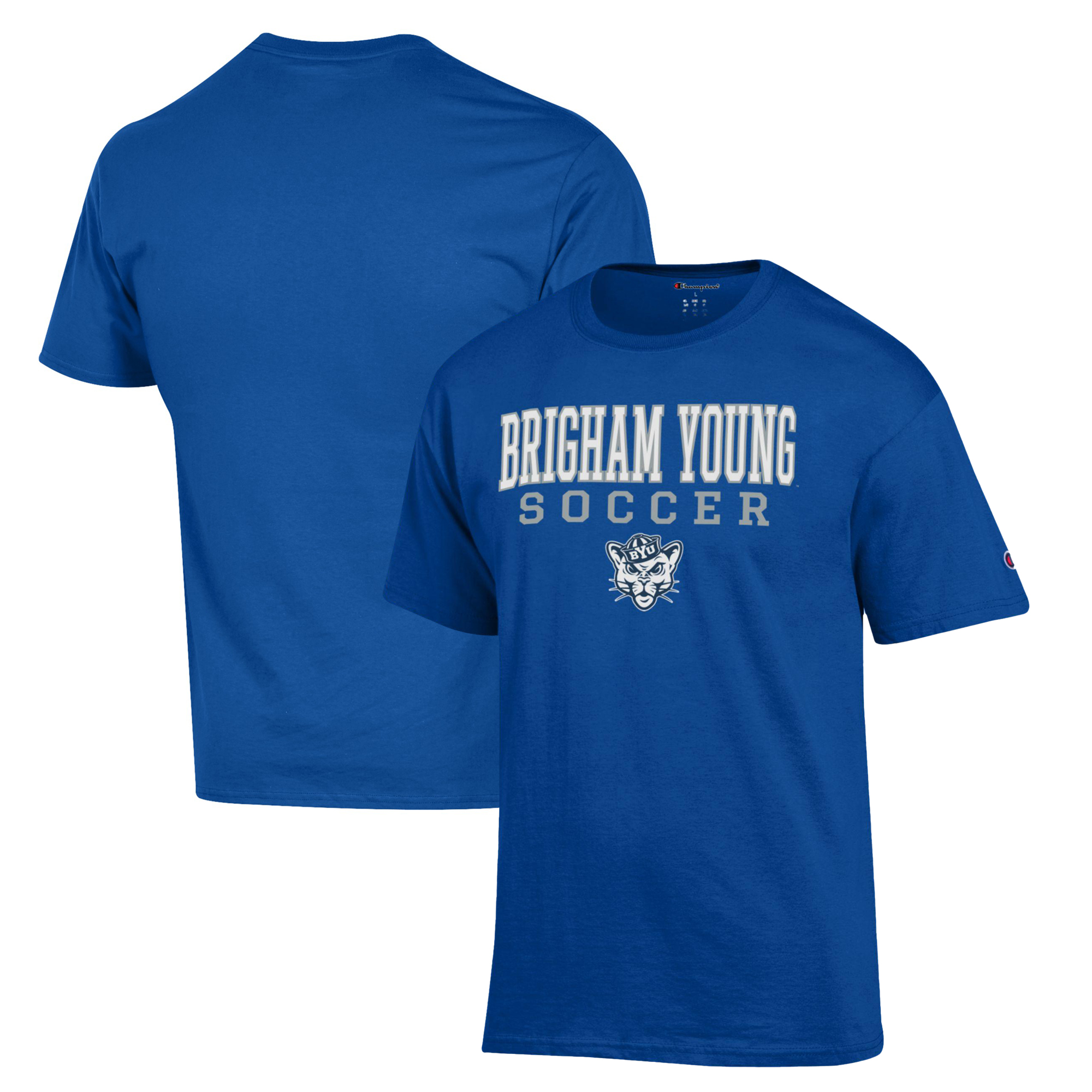 Men's Champion Royal BYU Cougars Soccer Stack Logo T-Shirt