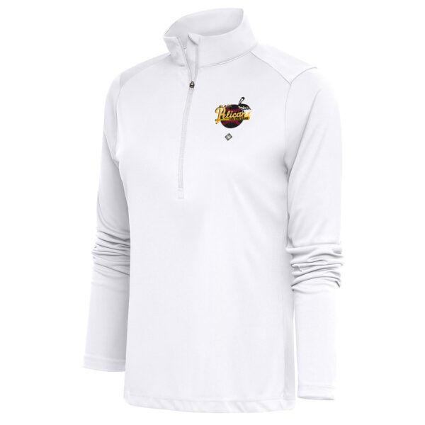 Women's Antigua White New Orleans Black Pelicans Tribute Half-Zip Pullover Top