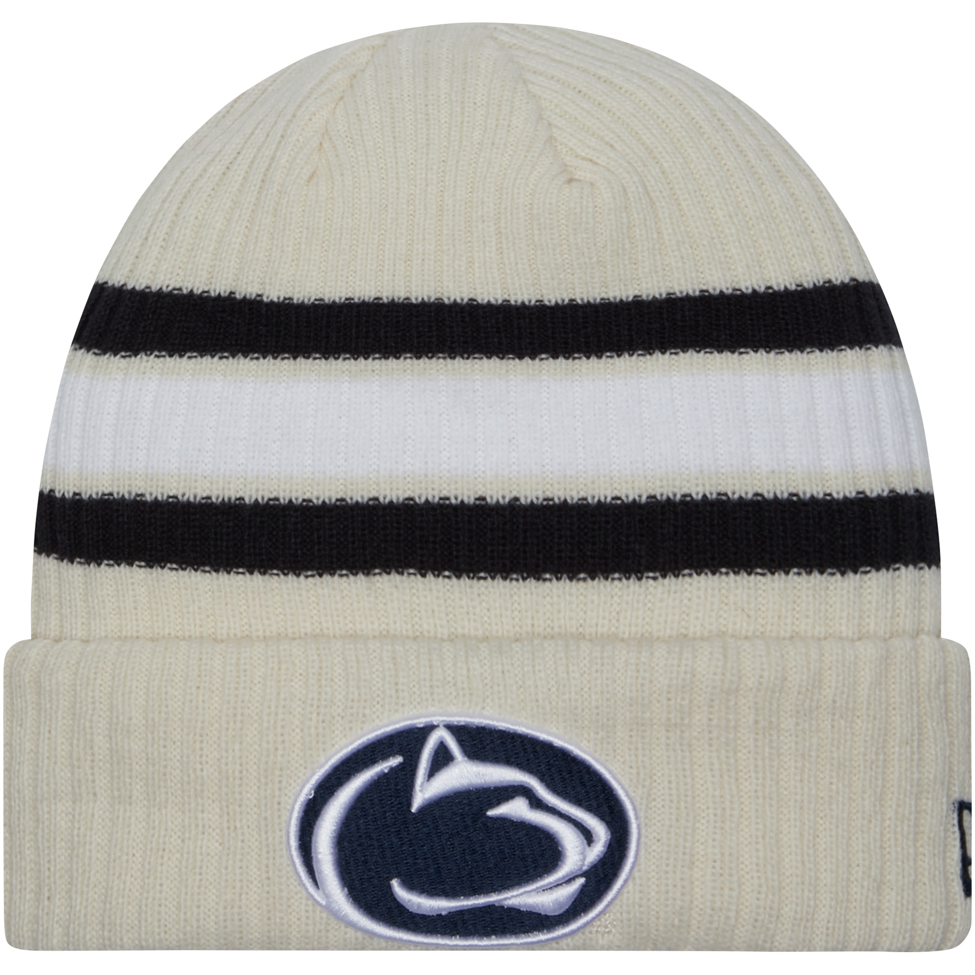 Men's New Era Cream Penn State Nittany Lions Vintage Cuffed Knit Hat - Image 2