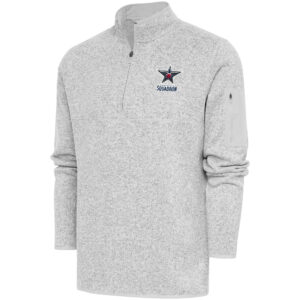 Men's Antigua  Heather Gray Birmingham Squadron Fortune Quarter-Zip Pullover Jacket