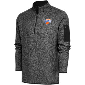 Men's Antigua  Heather Black Westchester Knicks Big & Tall Fortune Quarter-Zip Pullover Jacket
