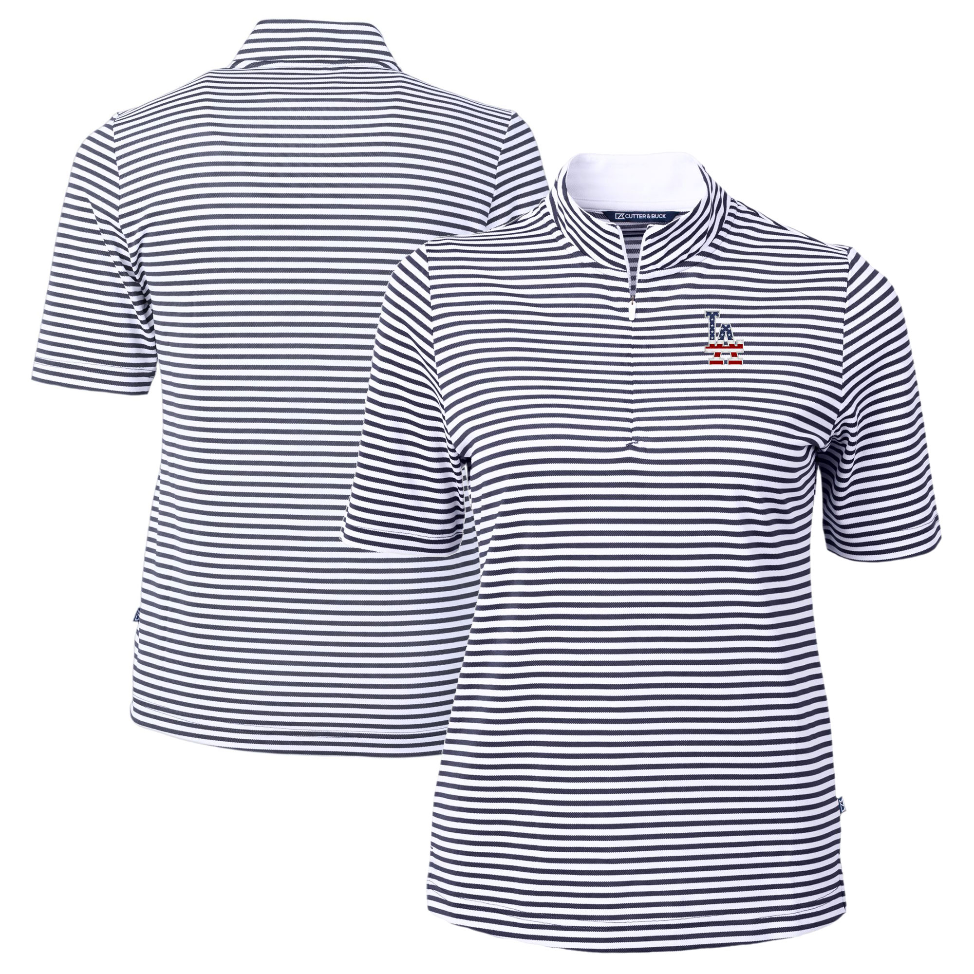 Men's Cutter & Buck Heather Navy New York Mets Americana Logo Adapt Eco Knit Stretch Recycled Quarter-Zip Pullover Top - Image 8