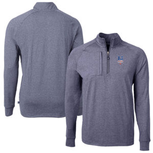 Men's Cutter & Buck  Heather Navy New York Mets Americana Logo Adapt Eco Knit Stretch Recycled Quarter-Zip Pullover Top