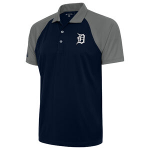 Men's Antigua Navy Detroit Tigers Metallic Nova Polo