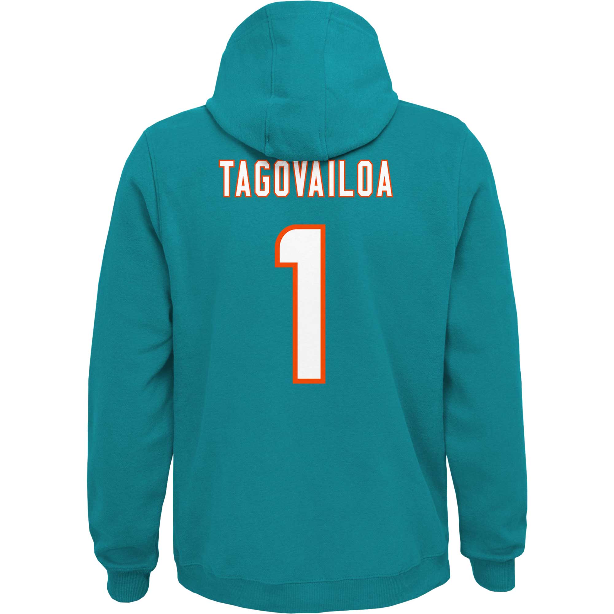 Youth Tua Tagovailoa Aqua Miami Dolphins Mainliner Player Name & Number Pullover Hoodie - Image 4